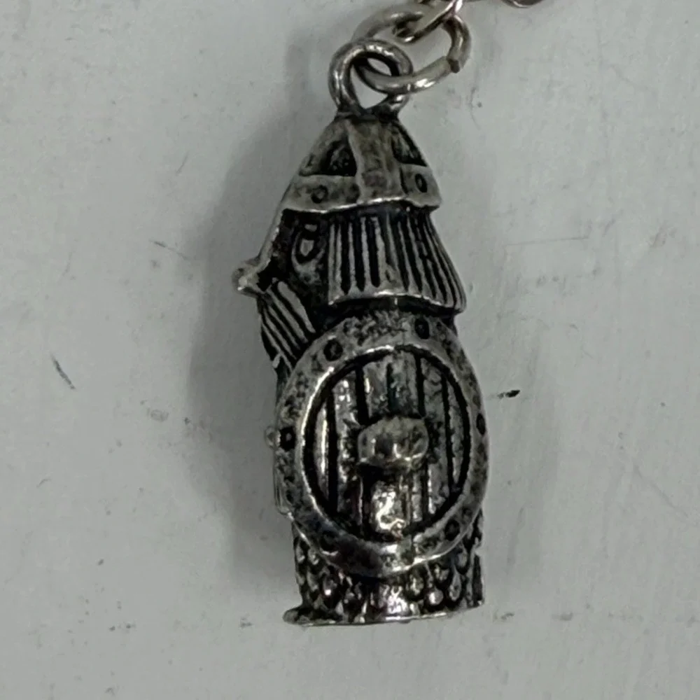 Vintage WRL British Pewter Viking Keychain Norseman Sword Shield Souvenir Gothic